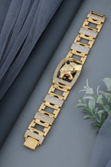 Men’s Bold Gold-Plated Jaguar Motif Statement Bracelet
