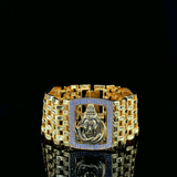 Primary Title: Lord Shiva Mahadev Gold-Plated Statement Bracelet with Crystal Border