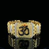 odern Mesh & Cross-Crystal Gold-Finish Statement Bracelet