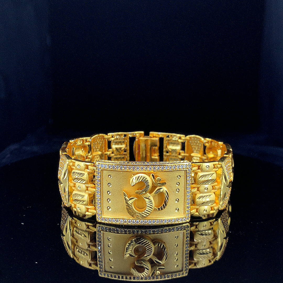 Sacred Om Rectangular Gold-Finish Designer Bracelet