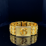 Sacred Om Rectangular Gold-Finish Designer Bracelet