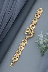 Alternative: Elegant Iced-Out Om Symbol Bracelet with Horseshoe-Style Links