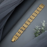 Gents’ Grand Triple-Row Gold-Plated Bracelet with Geometric Pave Detailing