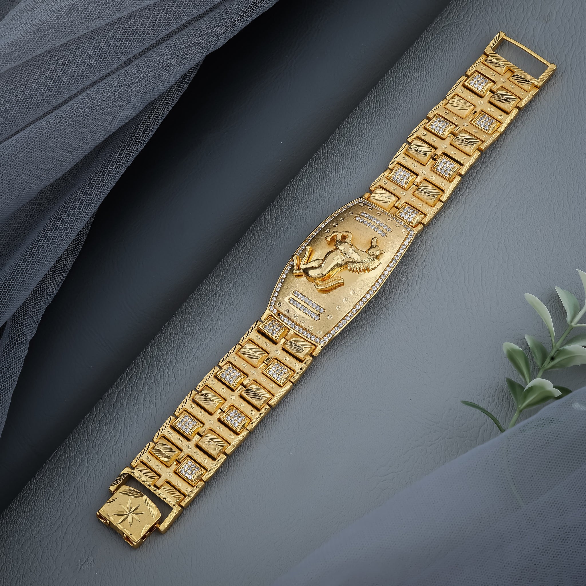 Majestic Prancing Horse Gold-Finish Luxury Statement Bracelet