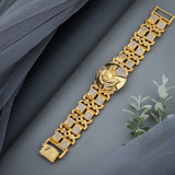 Majestic Lion Head  Gold-Plated Men's Statement Bracelet