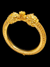 Majestic Simha: Antique Gold Lion-Head Statement Kada