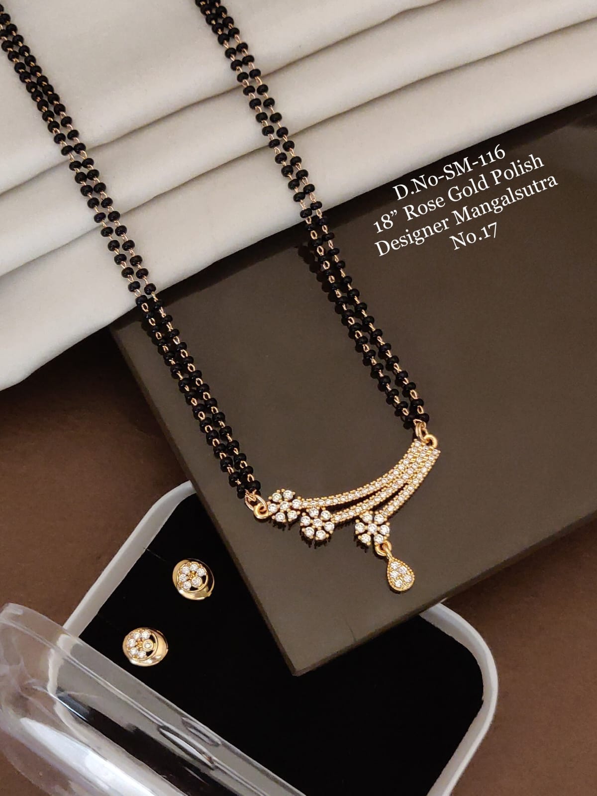 Rose Gold Polish Floral Designer Mangalsutra Set