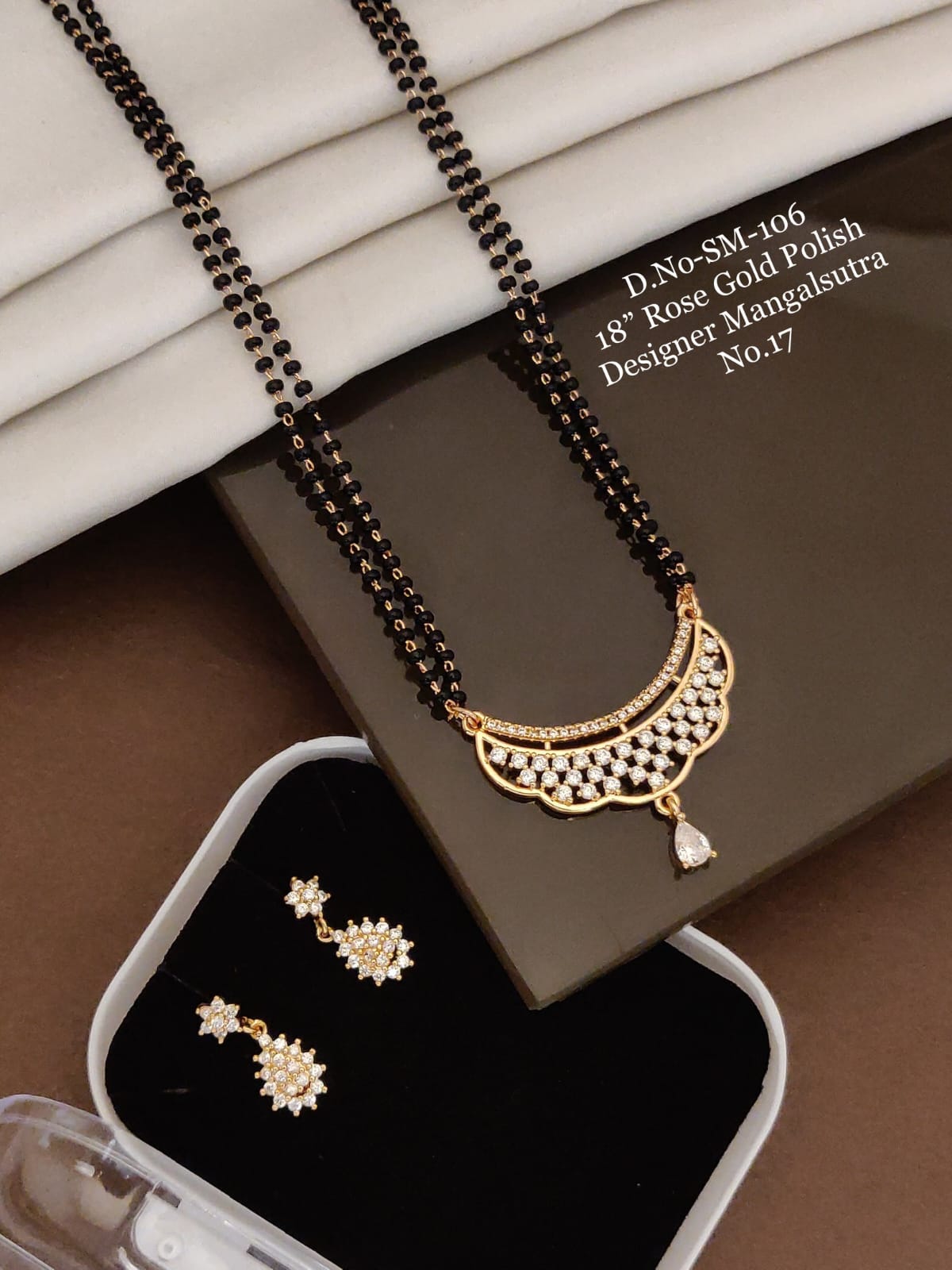 Crescent Moon Rose Gold Mangalsutra Set
