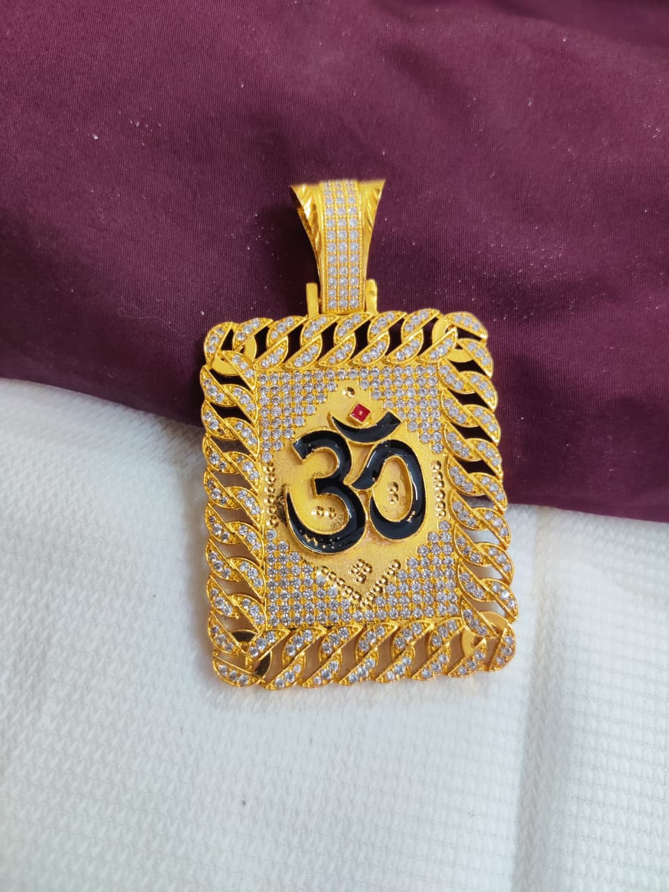Divine Om Rectangular Gold Pendant