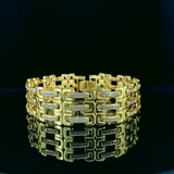 Gents’ Grand Triple-Row Gold-Plated Bracelet with Geometric Pave Detailing