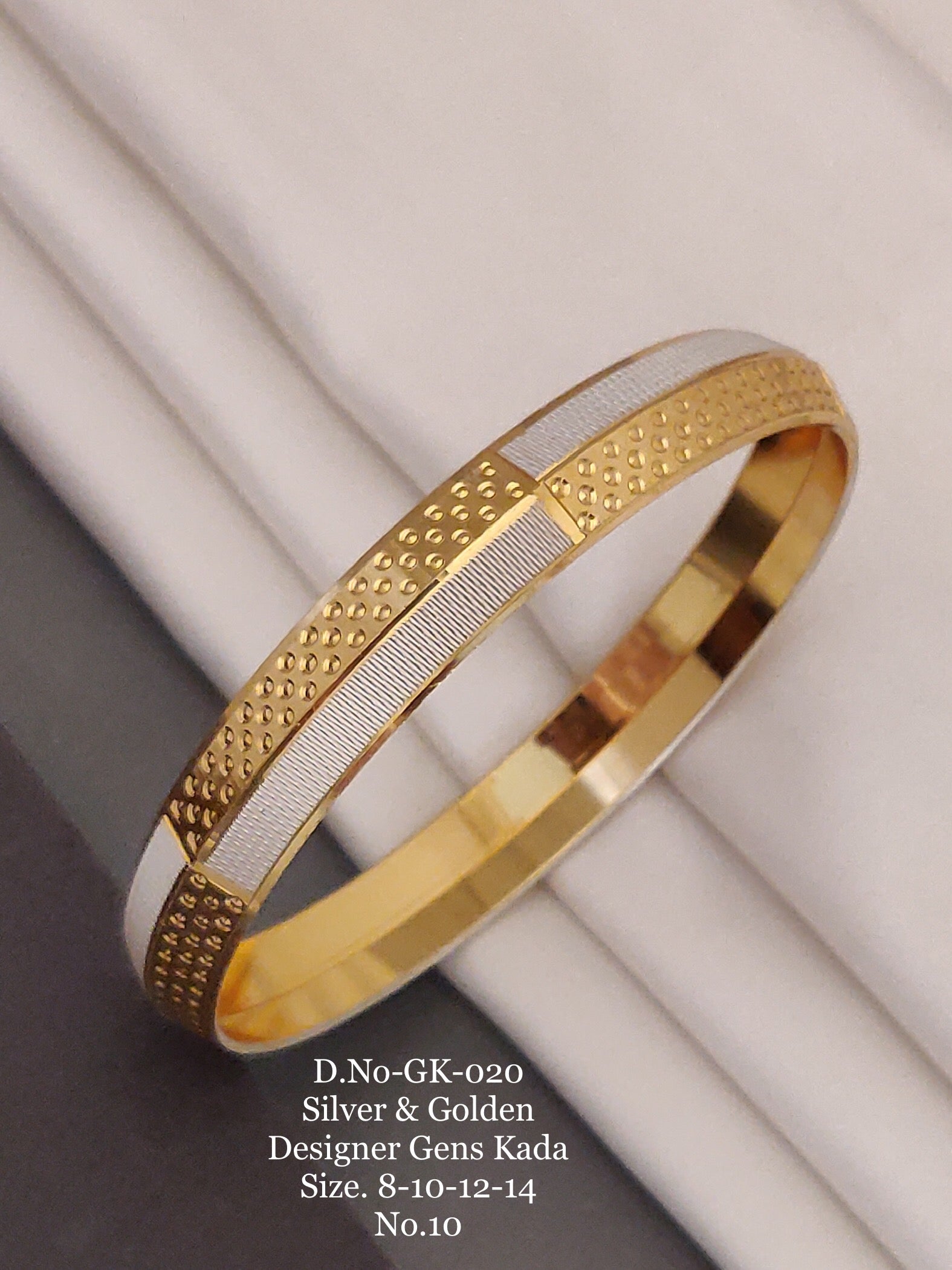 Men's Dual-Tone Chevron Pattern Designer Statement Kada