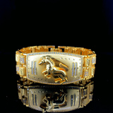 Majestic Prancing Horse Gold-Finish Luxury Statement Bracelet