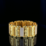 Elegant Geometric Gold-Finish Crystal Link Bracelet