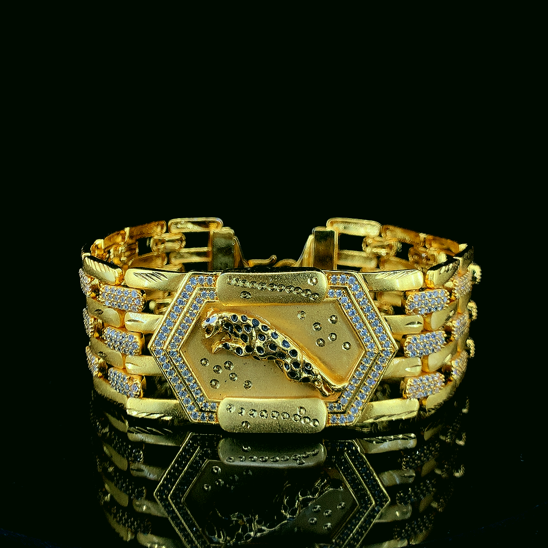 Majestic Panther Gold-Finish Statement Bracelet