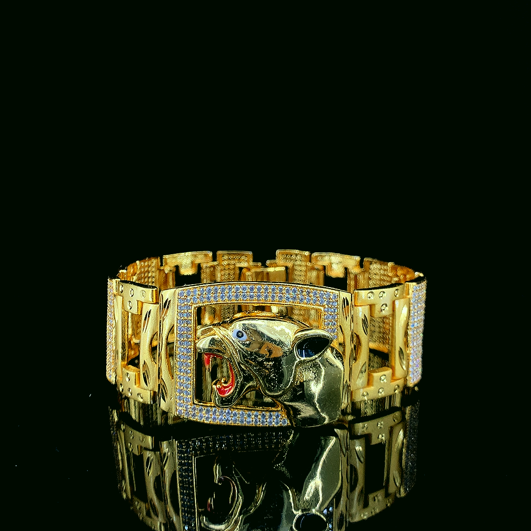 Men’s Bold Gold-Plated Jaguar Motif Statement Bracelet