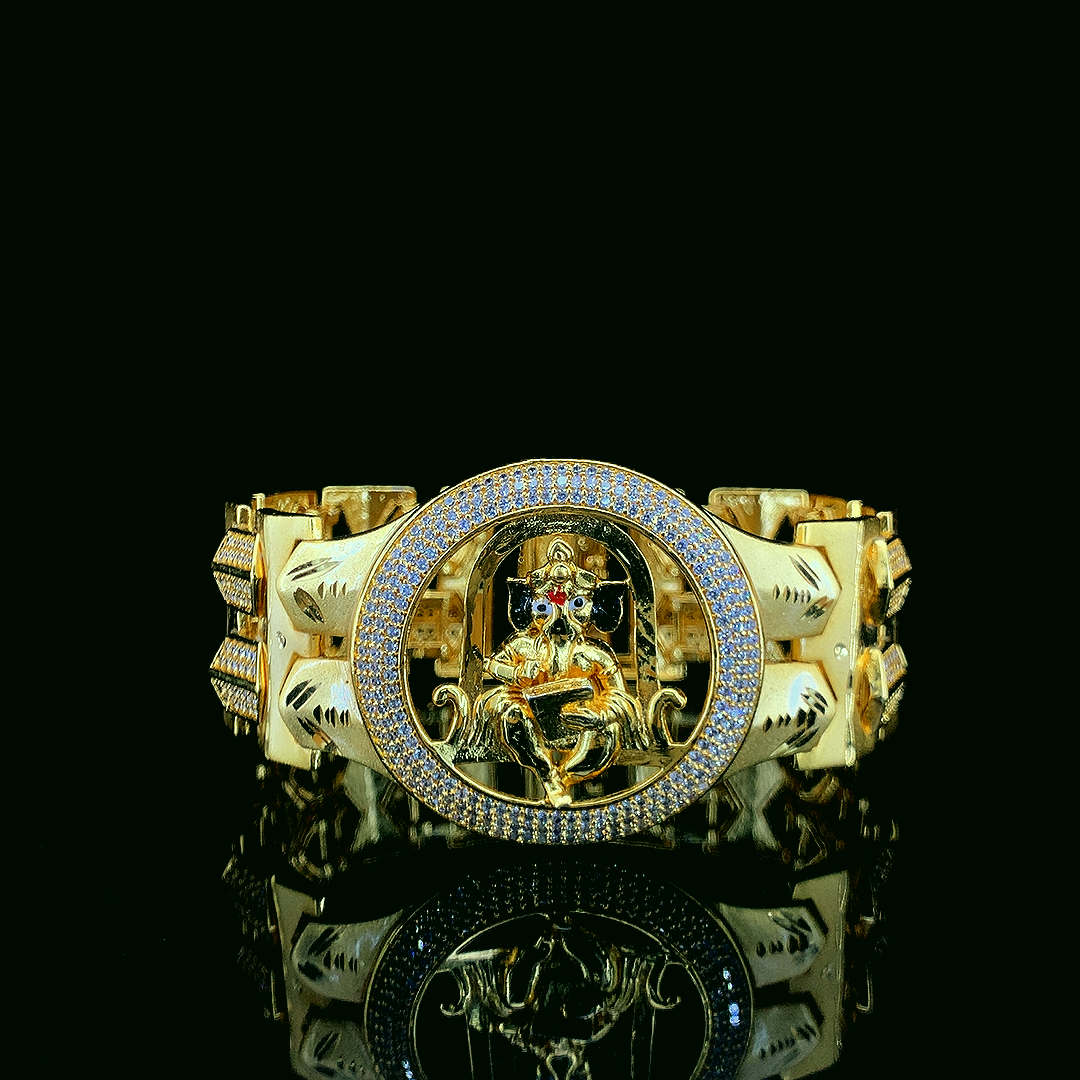 Divine Lord Ganesha Gold-Finish Statement Brac