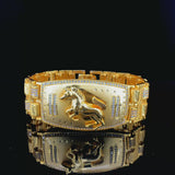 Majestic Prancing Horse Gold-Finish Luxury Statement Bracelet
