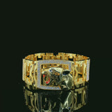 Men’s Bold Gold-Plated Jaguar Motif Statement Bracelet