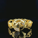 Gold-Plated Jaguar Link Bracelet with Cubic Zirconia Accents