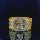 Men's Gold-Plated Chhatrapati Shivaji Maharaj Heritage Bracelet with Honeycomb Link Design