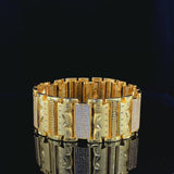 Elegant Geometric Gold-Finish Crystal Link Bracelet