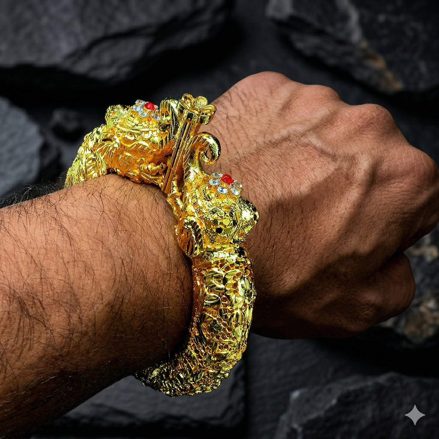 Royal Gaja Heritage: Antique Gold Nakshi Elephant Kada