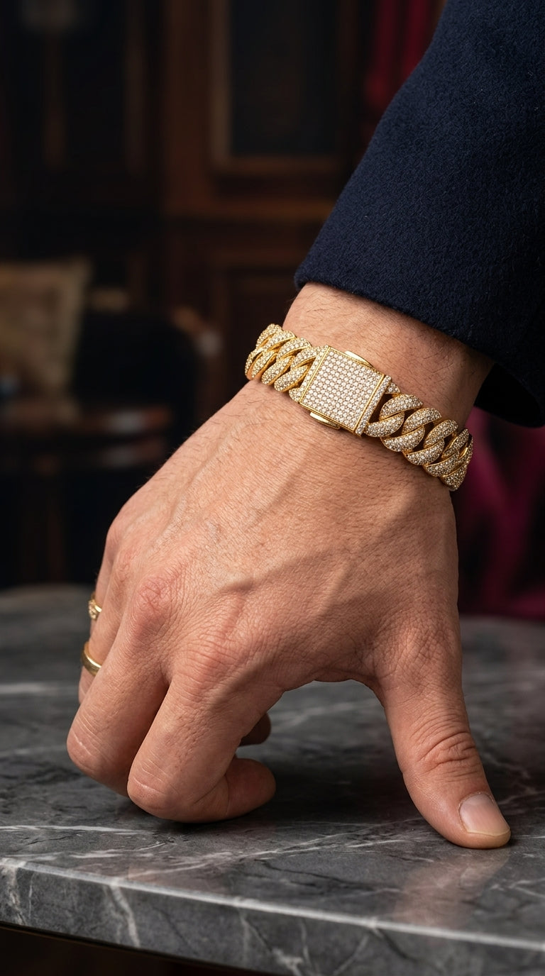 Cuban Style Gold Plated Brecelet For Men