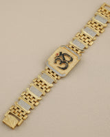 odern Mesh & Cross-Crystal Gold-Finish Statement Bracelet