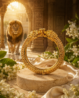Majestic Simha: Antique Gold Lion-Head Statement Kada