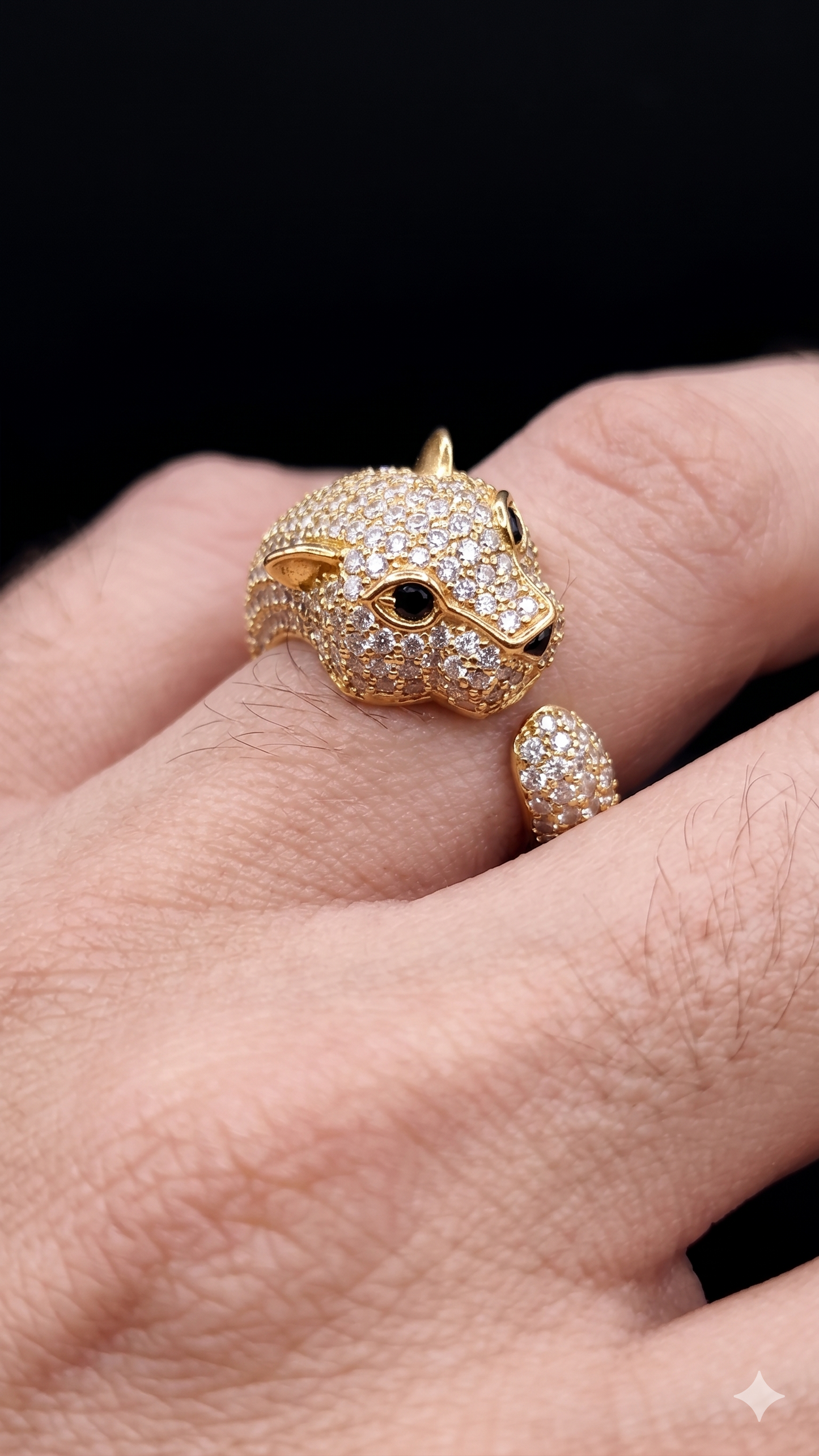 Stylish gold plated mens jaguar fingure ring for men