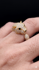 Stylish gold plated mens jaguar fingure ring for men