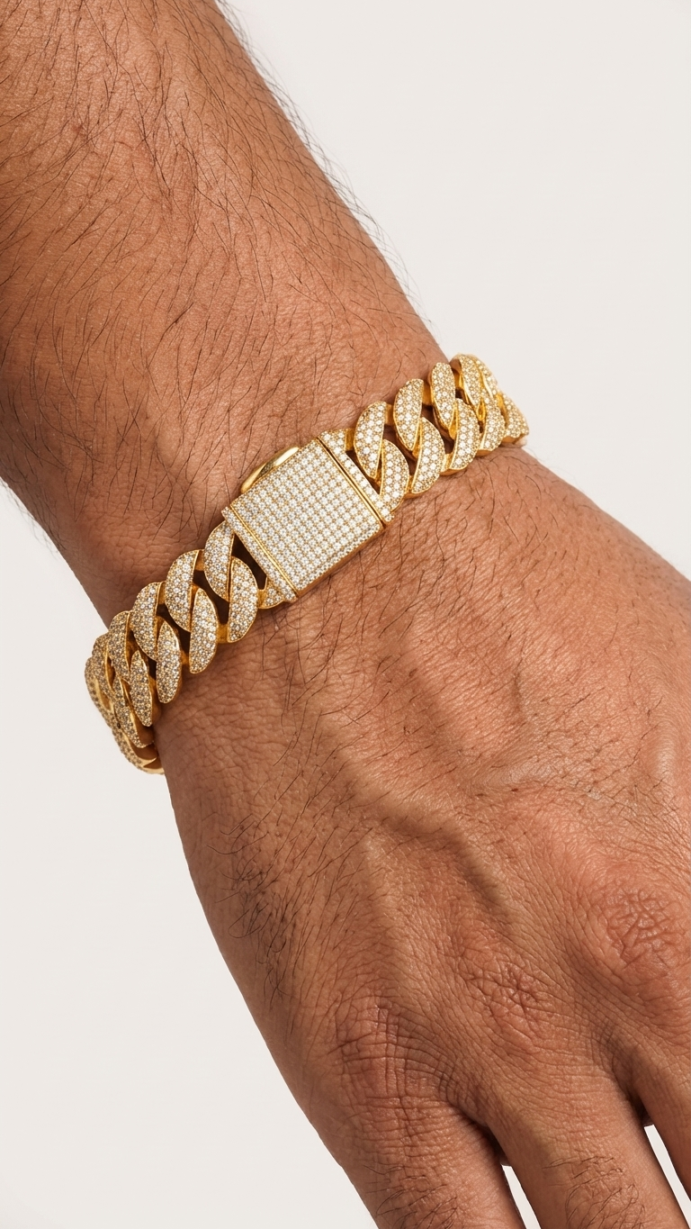 Cuban Style Gold Plated Brecelet For Men