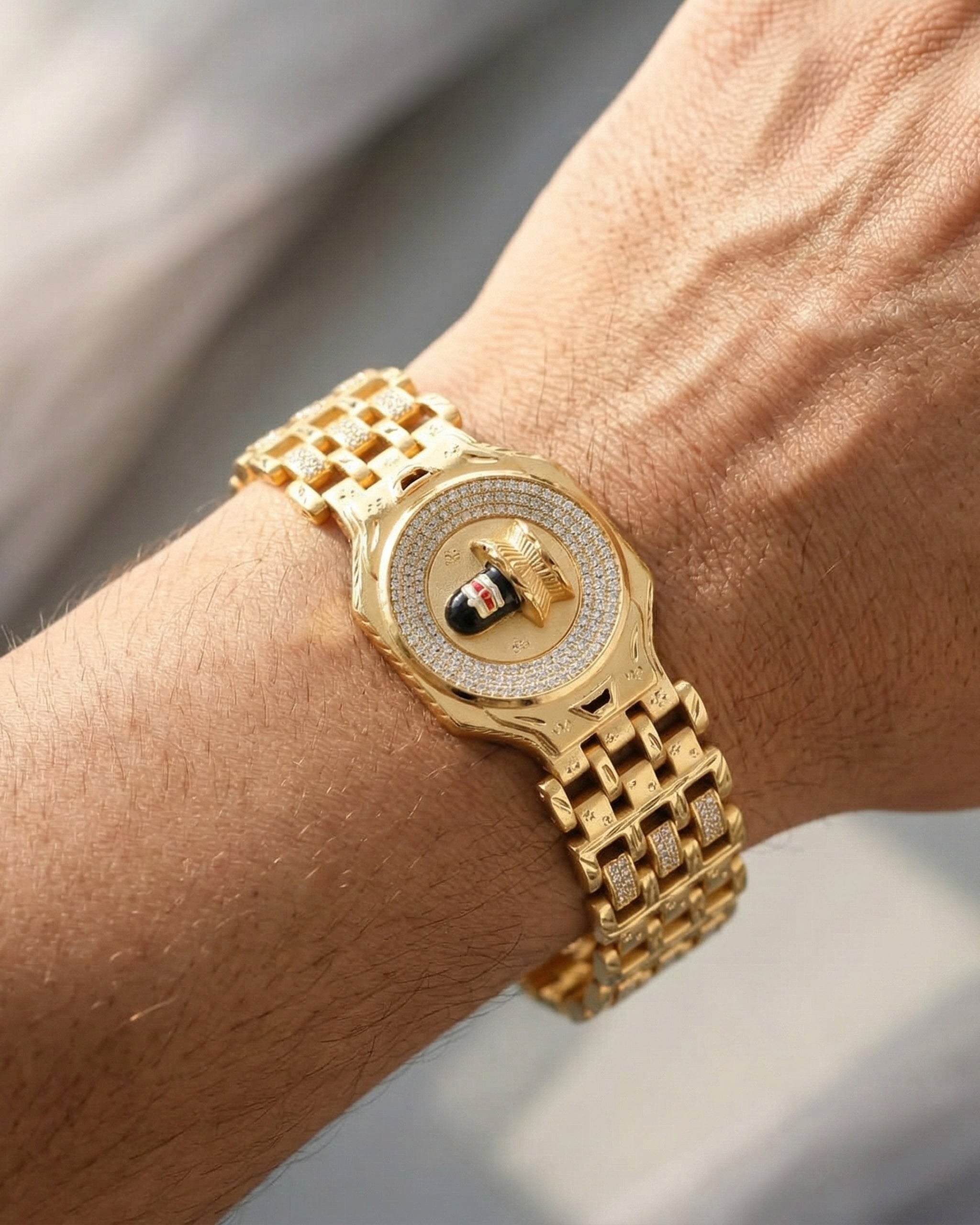 Sacred Shivling Gold Bracelet: Handcrafted Lord Shiva Jewelry