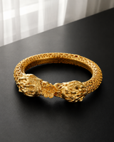 Majestic Simha: Antique Gold Lion-Head Statement Kada