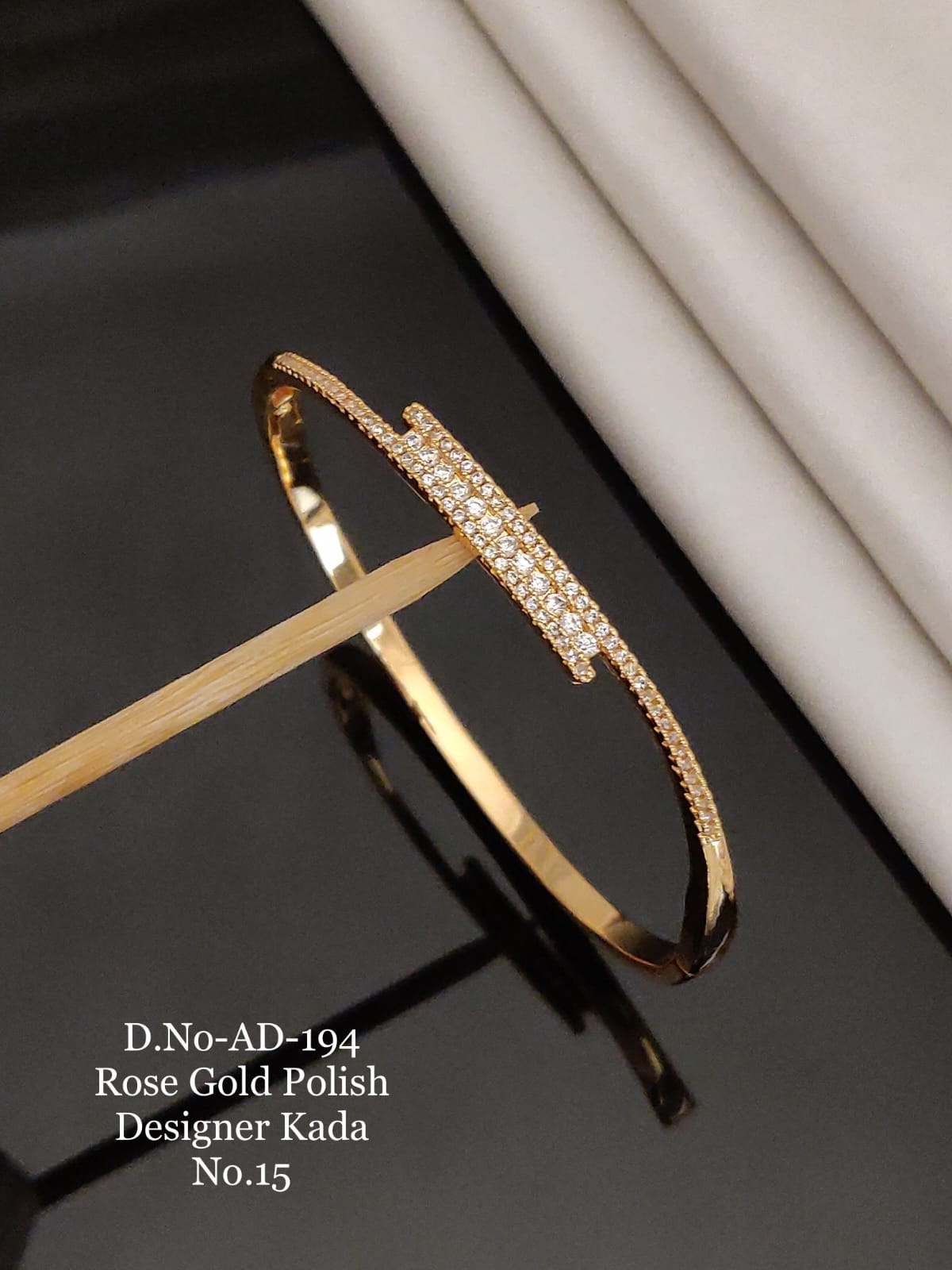Men’s Luxury Gold-Plated Kada Bangle with Onyx-Black Baguette Crystals